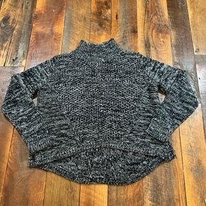 525 America Black White Marled Mock Neck Cotton Sweater Size S